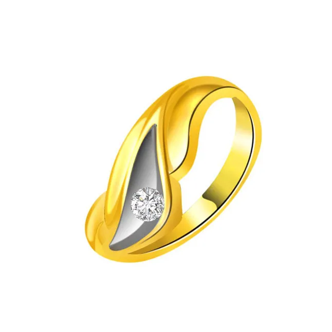 Two-Tone Real Diamond Gold Ring (SDR516)