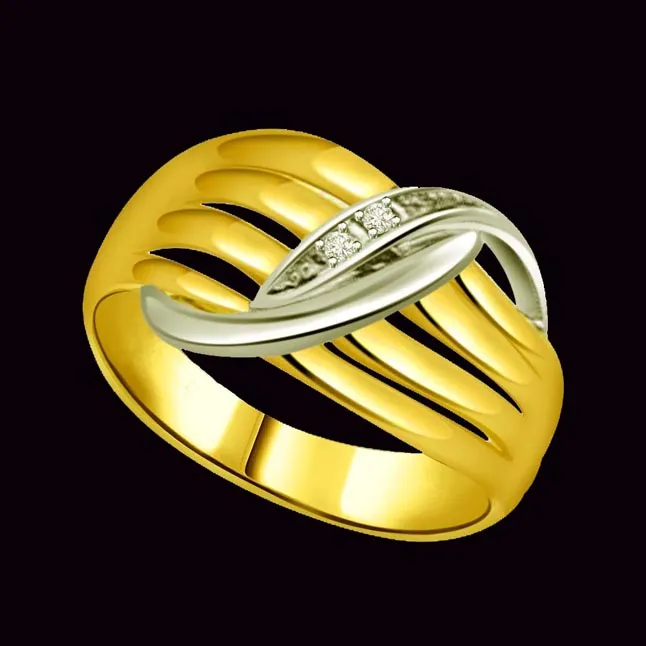 Two-Tone Real Diamond Gold Ring (SDR518)