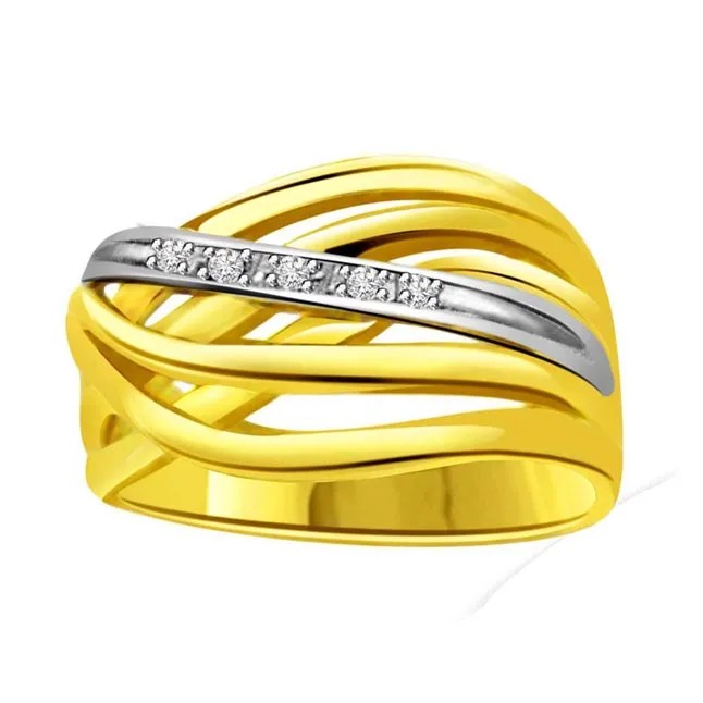 Two-Tone Real Diamond Gold Ring (SDR519)