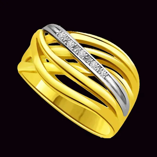 Two-Tone Real Diamond Gold Ring (SDR519)