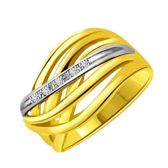 Two-Tone Real Diamond Gold Ring (SDR519)