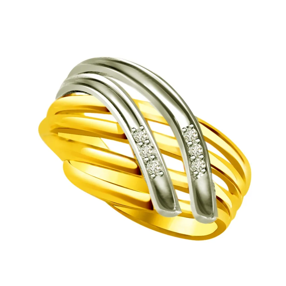 Two -Tone Diamond Gold rings SDR520 -White Yellow Gold rings