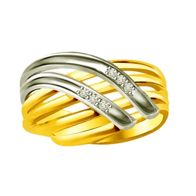 Two -Tone Diamond Gold rings SDR520 -White Yellow Gold rings