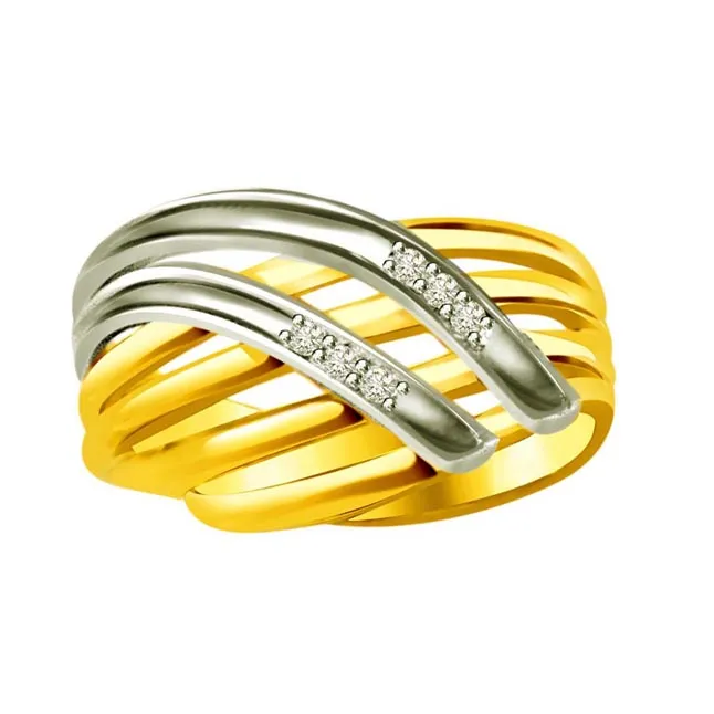 Two-Tone Real Diamond Gold Ring (SDR520)