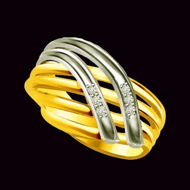 Two-Tone Real Diamond Gold Ring (SDR520)