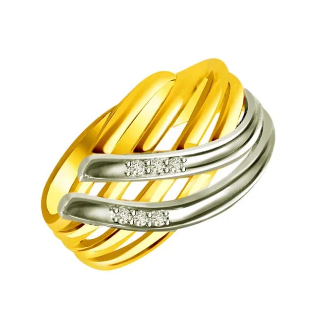 Two-Tone Real Diamond Gold Ring (SDR520)