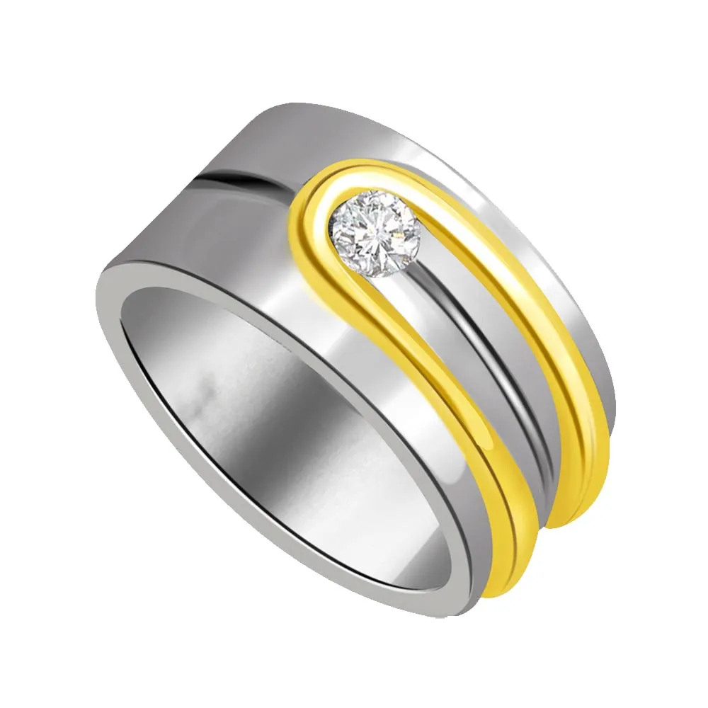 0.10 cts Diamond Men's rings -Two Tone Solitaire