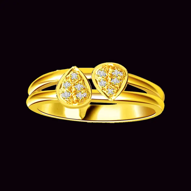 Real Diamond Heart Shape Gold Ring (SDR540)