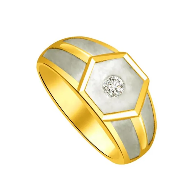 0.15 cts Two Tone Solitaire Diamond Men's rings -Two Tone Solitaire