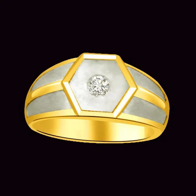 0.15 cts Two Tone Solitaire Diamond Men's rings -Two Tone Solitaire