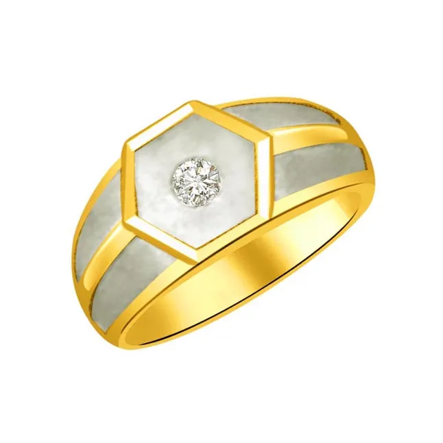 0.15 cts Two Tone Solitaire Diamond Men's rings -Two Tone Solitaire
