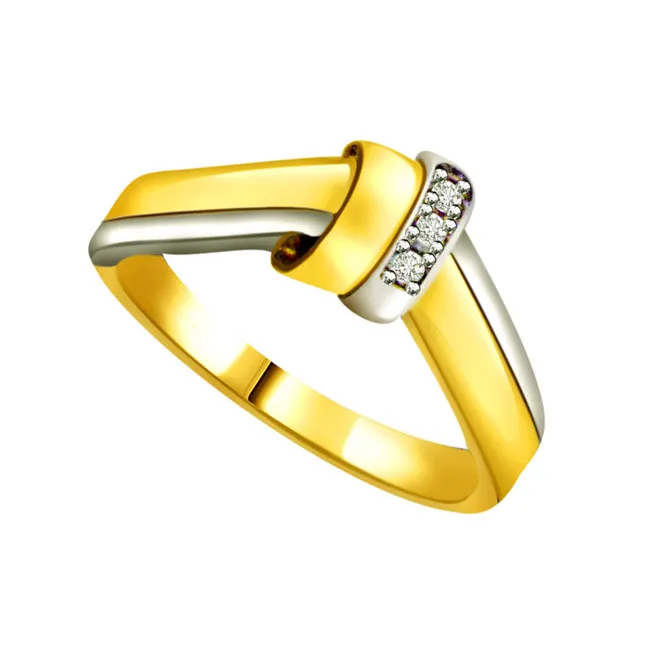 Two-Tone Real Diamond Gold Ring (SDR554)