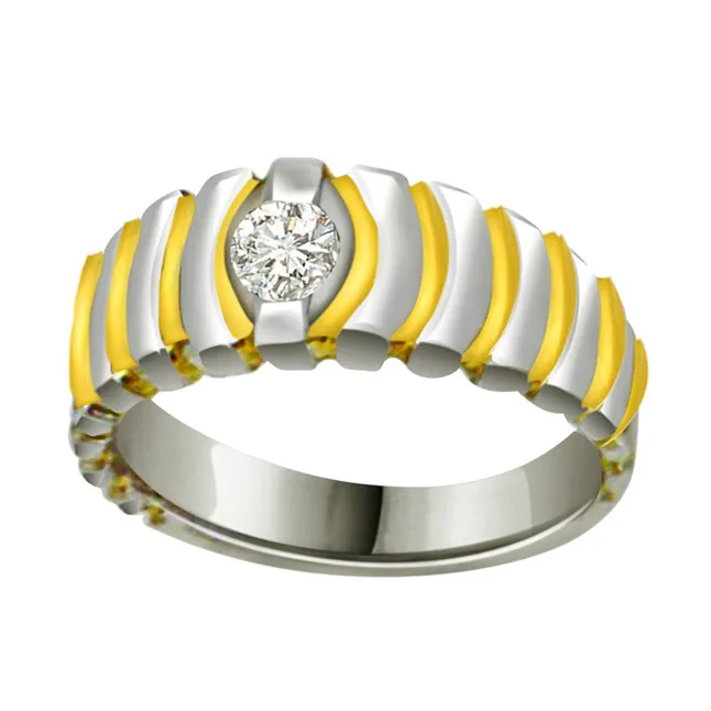 Two-Tone Real Diamond Solitaire Gold Ring (SDR561)