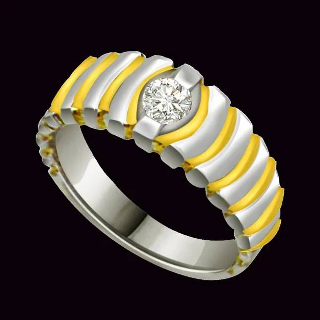 Two-Tone Real Diamond Solitaire Gold Ring (SDR561)