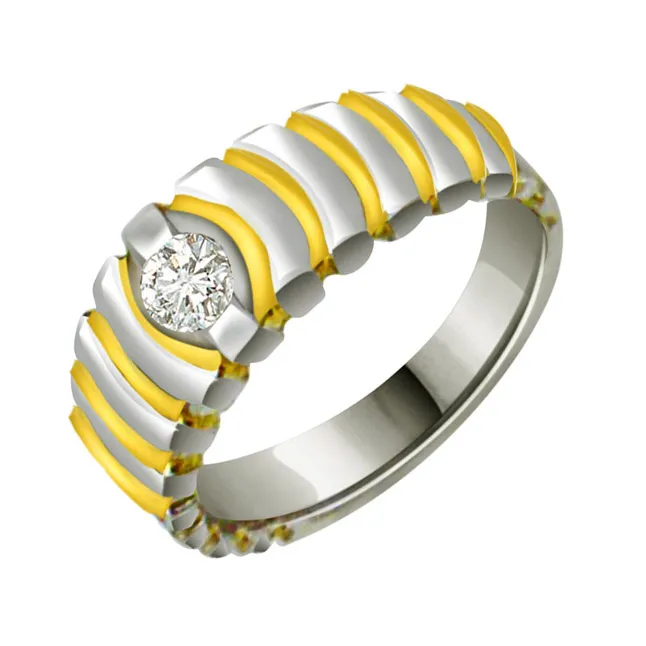 Two-Tone Real Diamond Solitaire Gold Ring (SDR561)