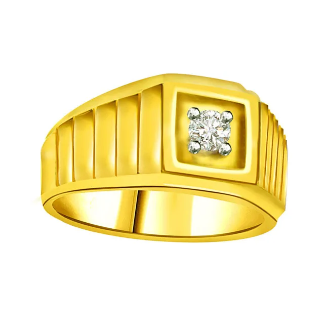 Real Diamond Solitaire Gold Men's Ring (SDR562)