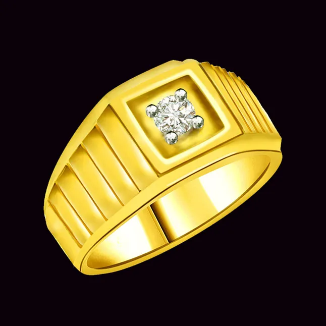 Real Diamond Solitaire Gold Men's Ring (SDR562)