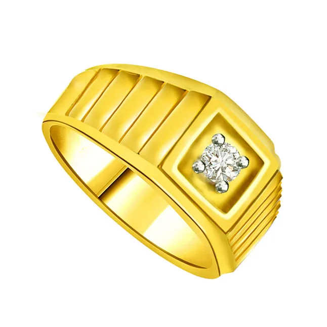 Real Diamond Solitaire Gold Men's Ring (SDR562)