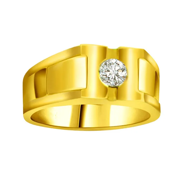 Real Diamond Solitaire Gold Men's Ring (SDR563)
