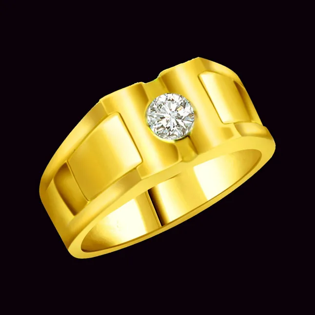 Real Diamond Solitaire Gold Men's Ring (SDR563)