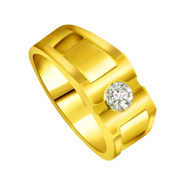 Real Diamond Solitaire Gold Men's Ring (SDR563)