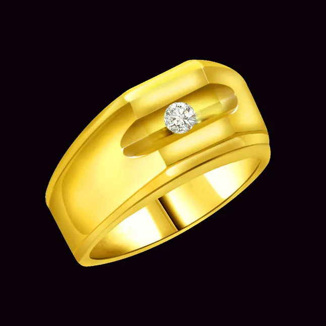 Real Diamond Solitaire Gold Men's Ring (SDR564)