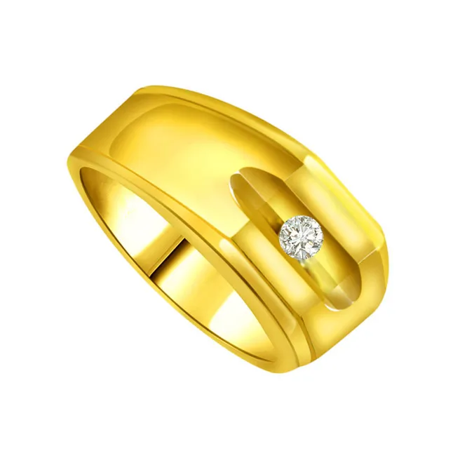 Real Diamond Solitaire Gold Men's Ring (SDR564)