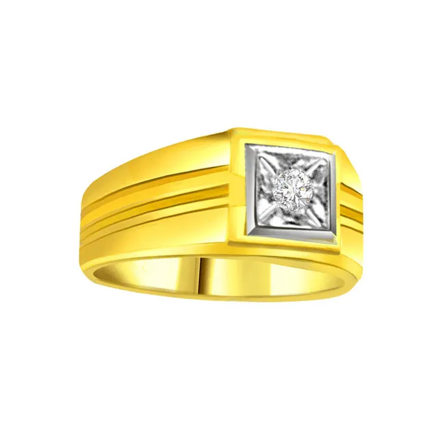 Diamond Gold Men's rings SDR565 -Two Tone Solitaire