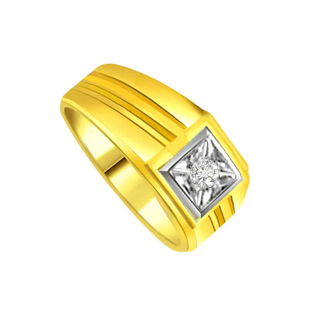 Diamond Gold Men's rings SDR565 -Two Tone Solitaire