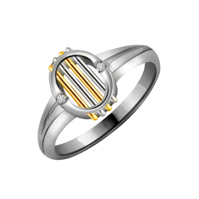 Two -Tone Diamond Gold rings SDR569 -White Yellow Gold rings