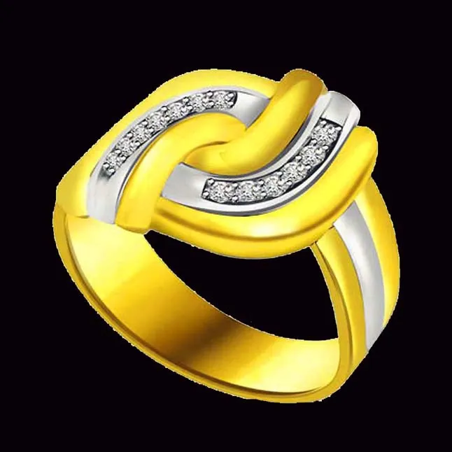 Two-Tone Real Diamond Gold Ring (SDR576)