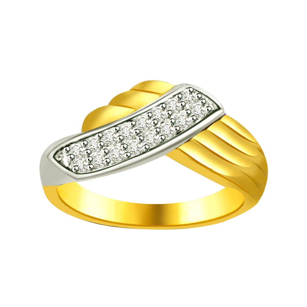 Two -Tone Diamond Gold rings SDR580 -White Yellow Gold rings