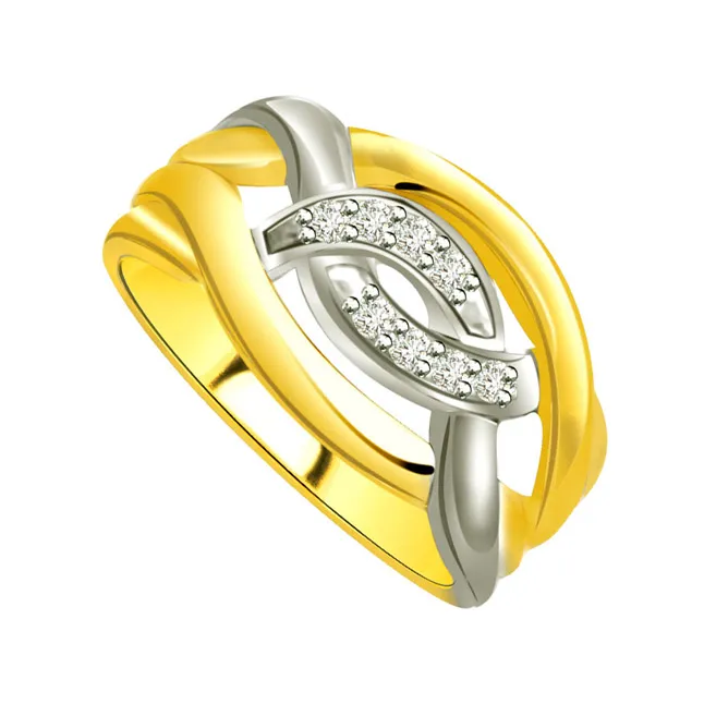 Two-Tone Real Diamond Gold Ring (SDR583)