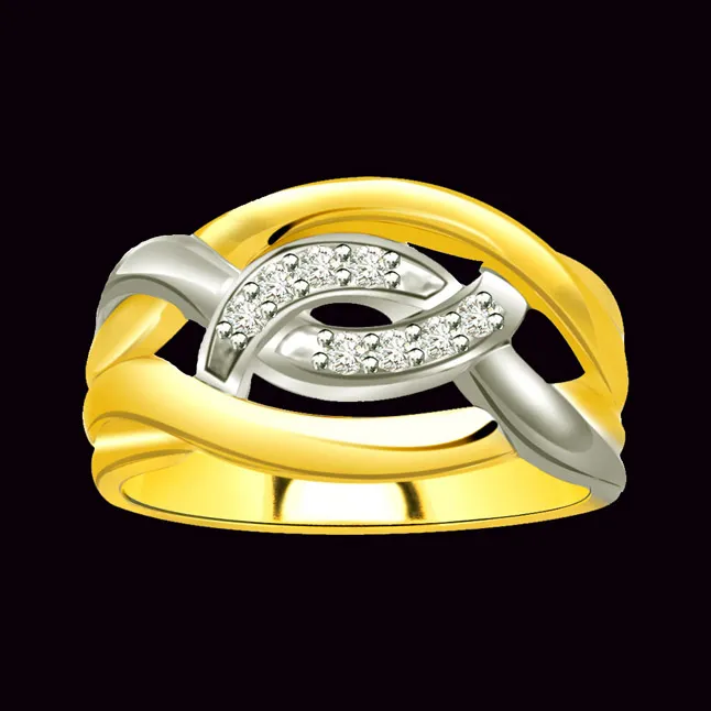 Two-Tone Real Diamond Gold Ring (SDR583)
