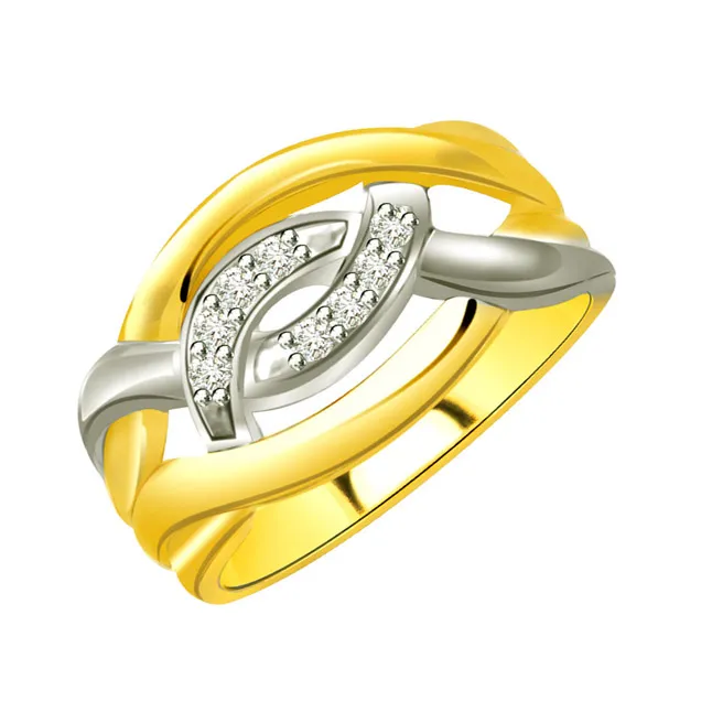 Two-Tone Real Diamond Gold Ring (SDR583)