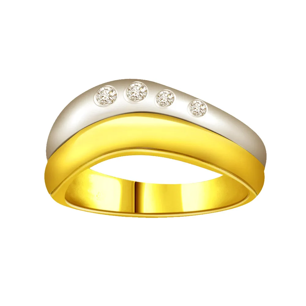 Two -Tone Diamond Gold rings SDR586 -White Yellow Gold rings