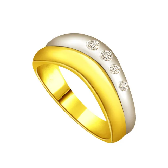 Two -Tone Diamond Gold rings SDR586 -White Yellow Gold rings