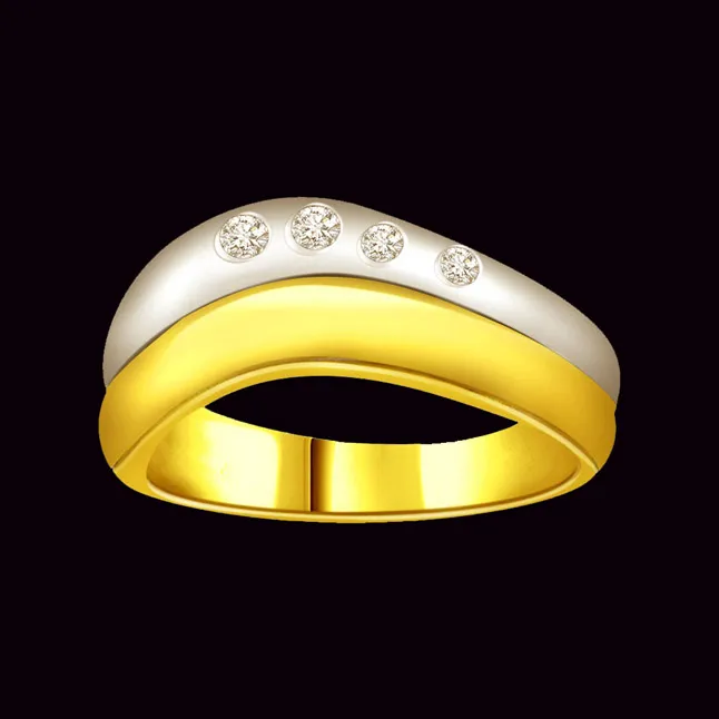 Two -Tone Diamond Gold rings SDR586 -White Yellow Gold rings