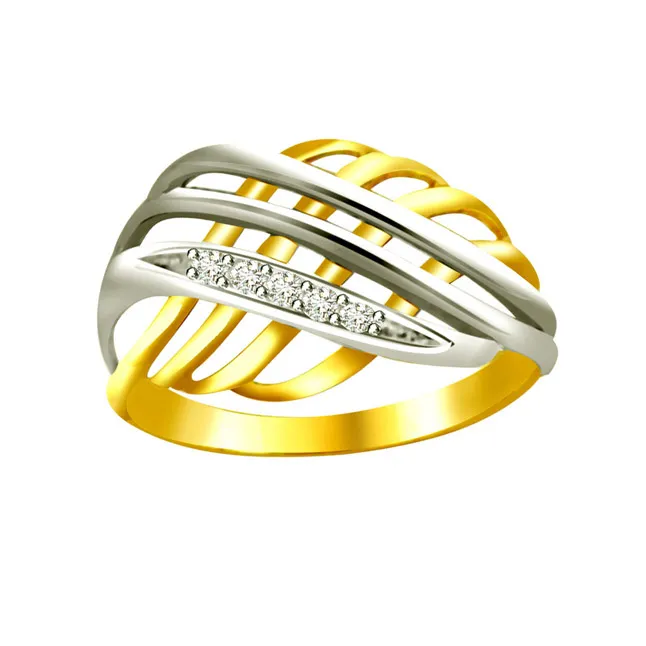 Trendy Diamond Gold rings SDR589 -White Yellow Gold rings