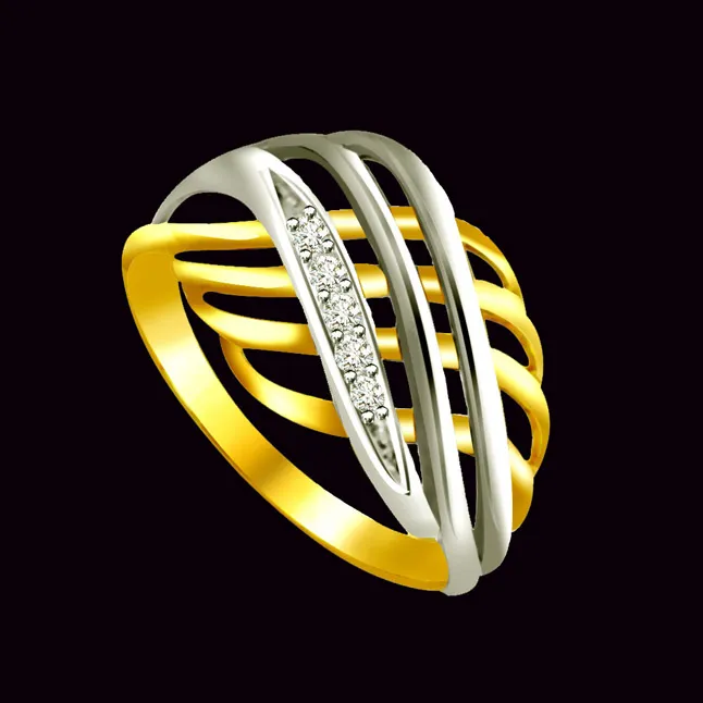 Trendy Diamond Gold rings SDR589 -White Yellow Gold rings