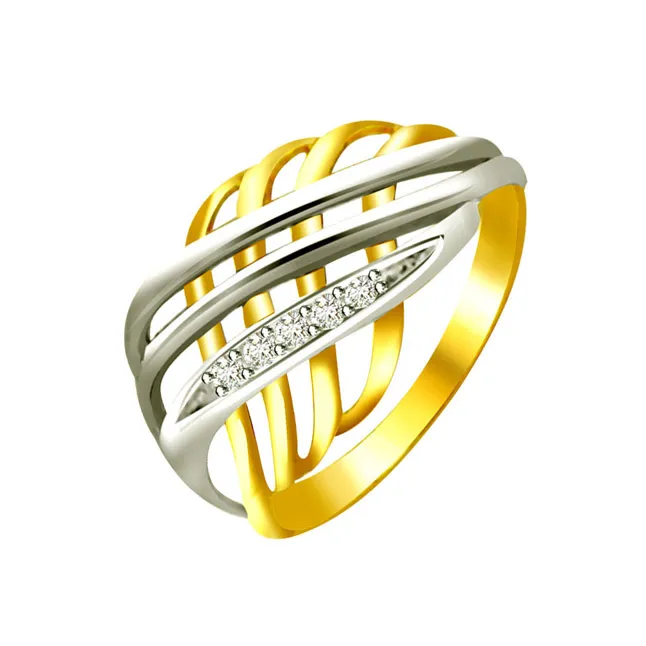 Trendy Diamond Gold rings SDR589 -White Yellow Gold rings