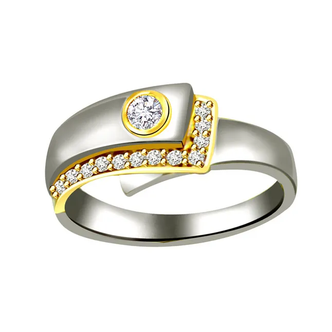 Trendy Diamond Gold rings SDR590 -White Yellow Gold rings