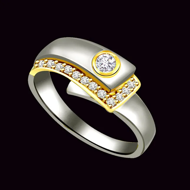Trendy Diamond Gold rings SDR590 -White Yellow Gold rings