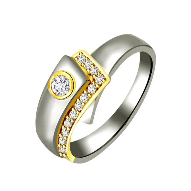 Trendy Diamond Gold rings SDR590 -White Yellow Gold rings