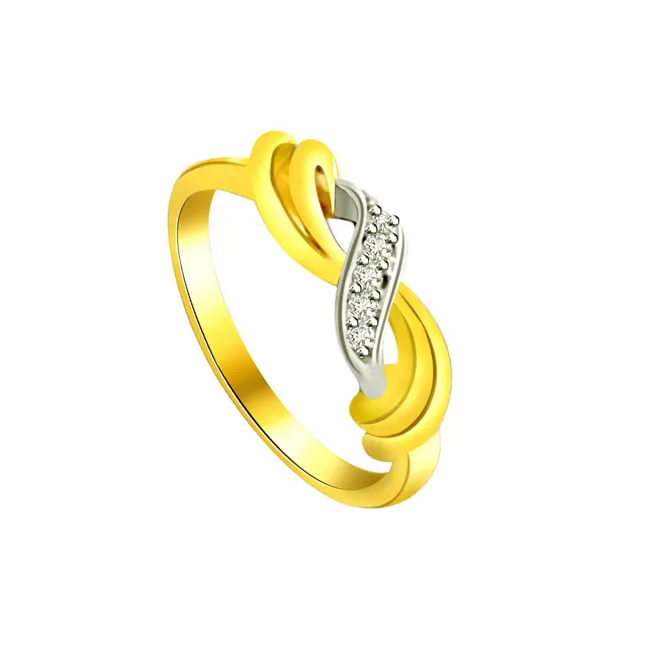 Two-Tone Real Diamond Gold Ring (SDR592)