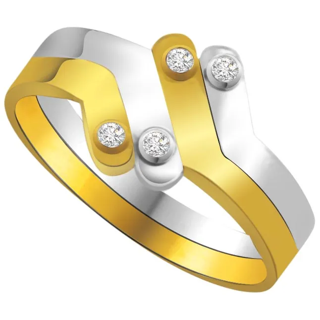 Two -Tone Diamond Gold rings SDR597 -White Yellow Gold rings