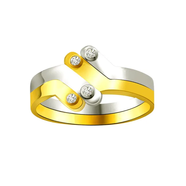 Two-Tone Real Diamond Gold Ring (SDR597)