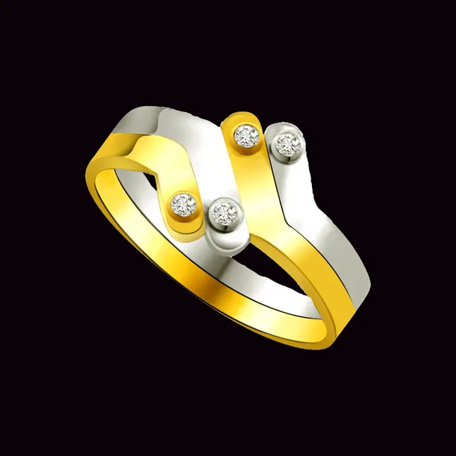 Two-Tone Real Diamond Gold Ring (SDR597)