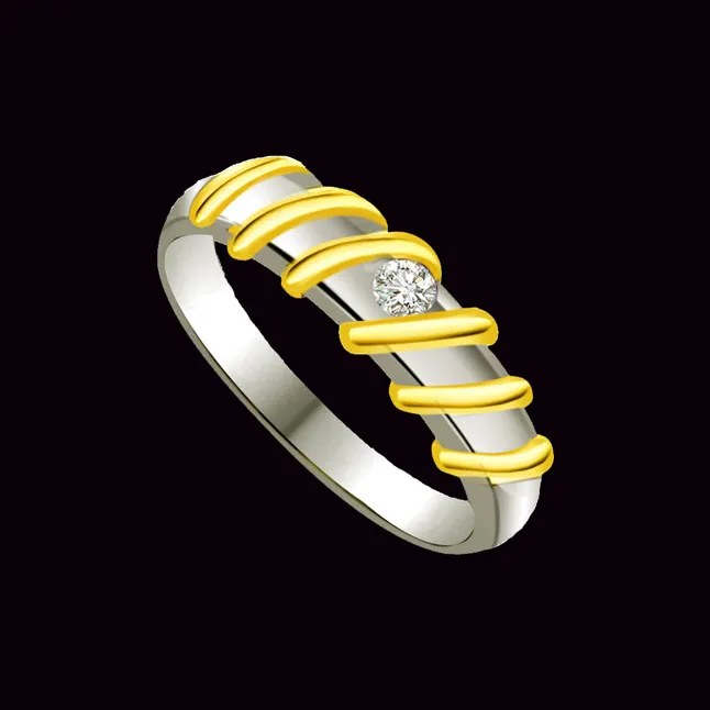 Two-Tone Solitaire Real Diamond Ring (SDR600)