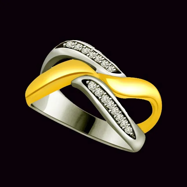 Two-Tone Real Diamond Gold Ring (SDR602)
